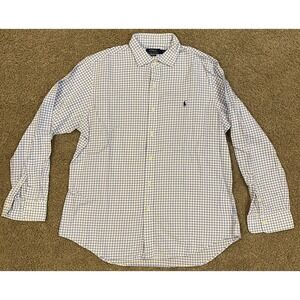 Polo Ralph Lauren Shirt Mens Blue Picnic Plaid Cotton Button Up‎ Pony Size XL